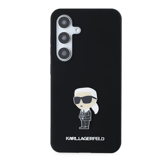 Θήκη για Samsung Galaxy S24 S921, Karl Lagerfeld, Silicone Ikonik Karl Metal, Μαύρη