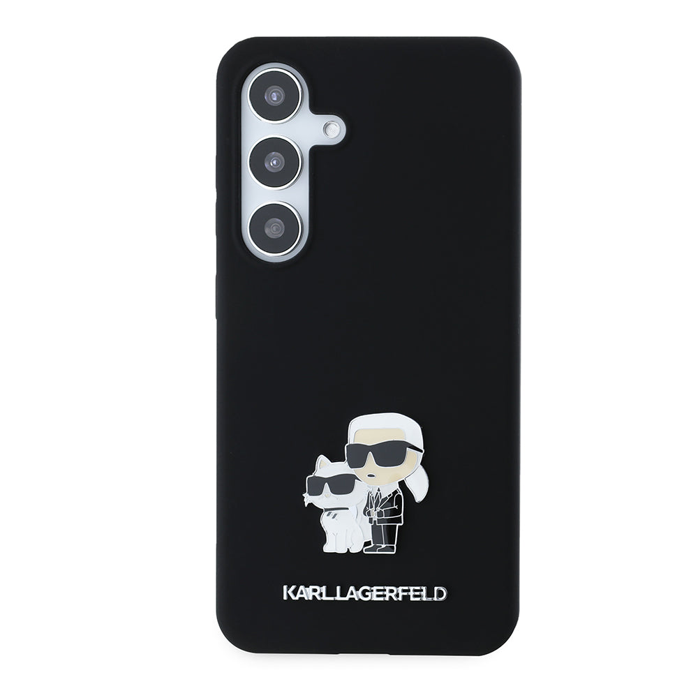 Θήκη για Samsung Galaxy S24 S921, Karl Lagerfeld, Silicone Karl & Choupette Metal, Μαύρη