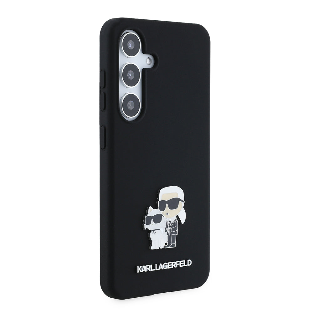 Θήκη για Samsung Galaxy S24 S921, Karl Lagerfeld, Silicone Karl & Choupette Metal, Μαύρη