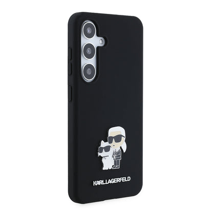 Θήκη για Samsung Galaxy S24 S921, Karl Lagerfeld, Silicone Karl & Choupette Metal, Μαύρη