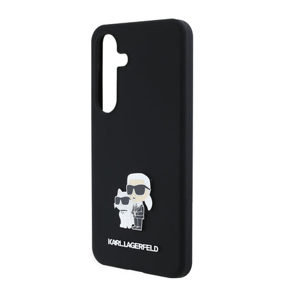 Θήκη για Samsung Galaxy S24 S921, Karl Lagerfeld, Silicone Karl & Choupette Metal, Μαύρη