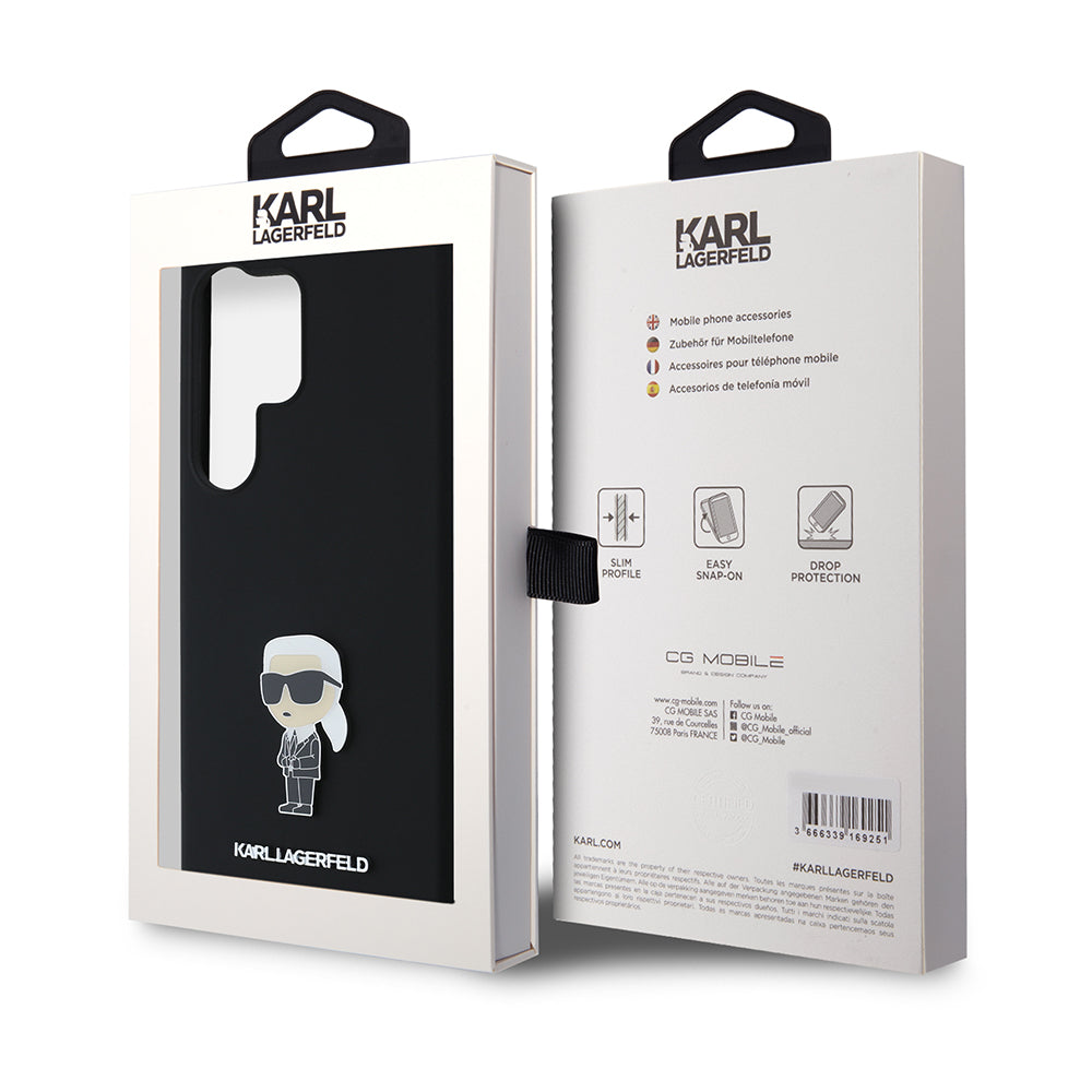 Θήκη για Samsung Galaxy S24 Ultra S928, Karl Lagerfeld, Silicone Ikonik Karl, Μαύρη