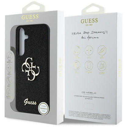 Θήκη για Samsung Galaxy S25+ S936, Guess, Glitter Big 4G Script, Μαύρη