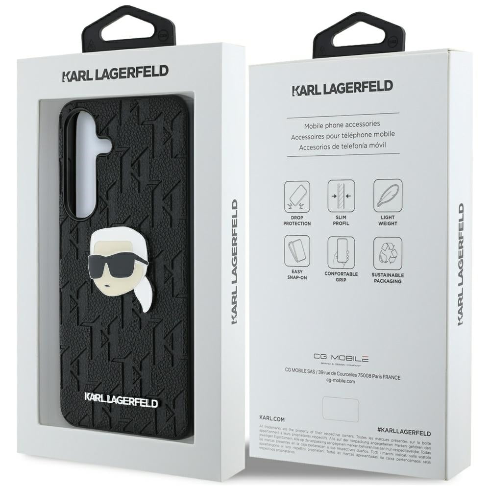 Θήκη για Samsung Galaxy S25+ S936, Karl Lagerfeld, Monogram Karl's Head, Μαύρη