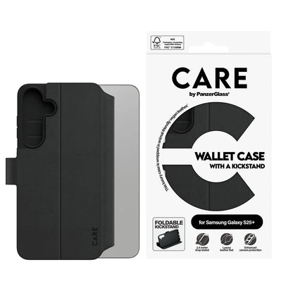 Θήκη για Samsung Galaxy S25+ S936, PanzerGlass, με χαρακτηριστικό Kickstand Wallet, Μαύρη