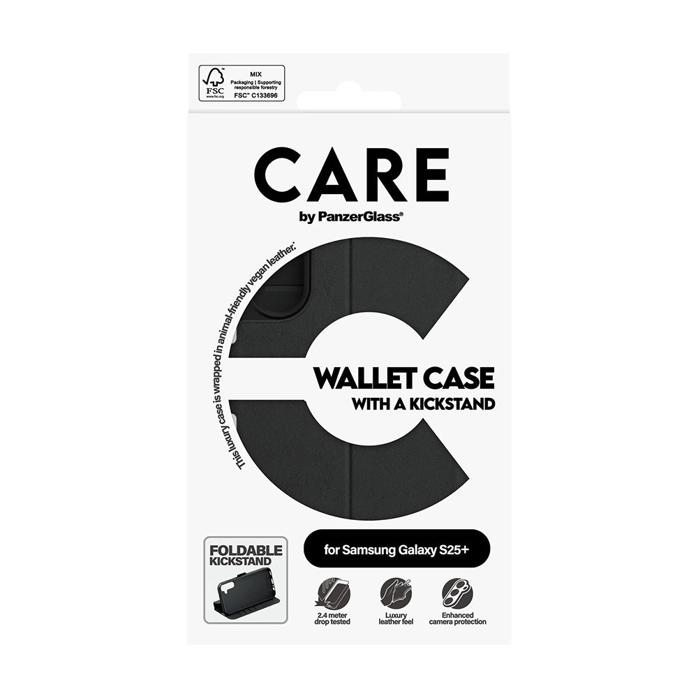 Θήκη για Samsung Galaxy S25+ S936, PanzerGlass, με χαρακτηριστικό Kickstand Wallet, Μαύρη