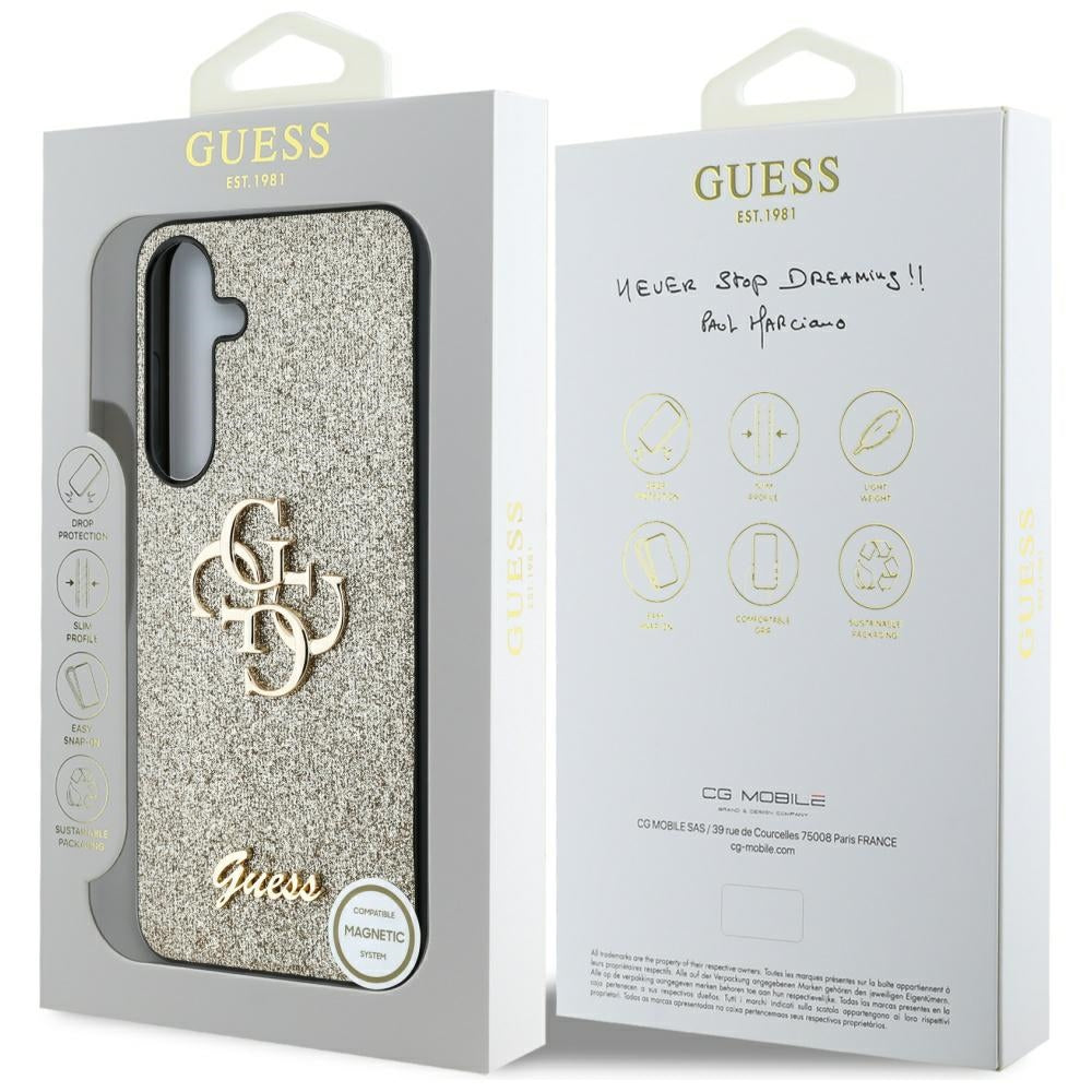 Θήκη για Samsung Galaxy S25 S931, Guess, Glitter Big 4G Script, Χρυσή