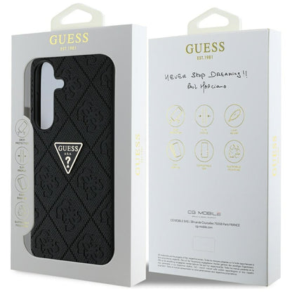 Θήκη για Samsung Galaxy S25 S931, Guess, Grained Hot Stamp 4G Triangle, Μαύρη