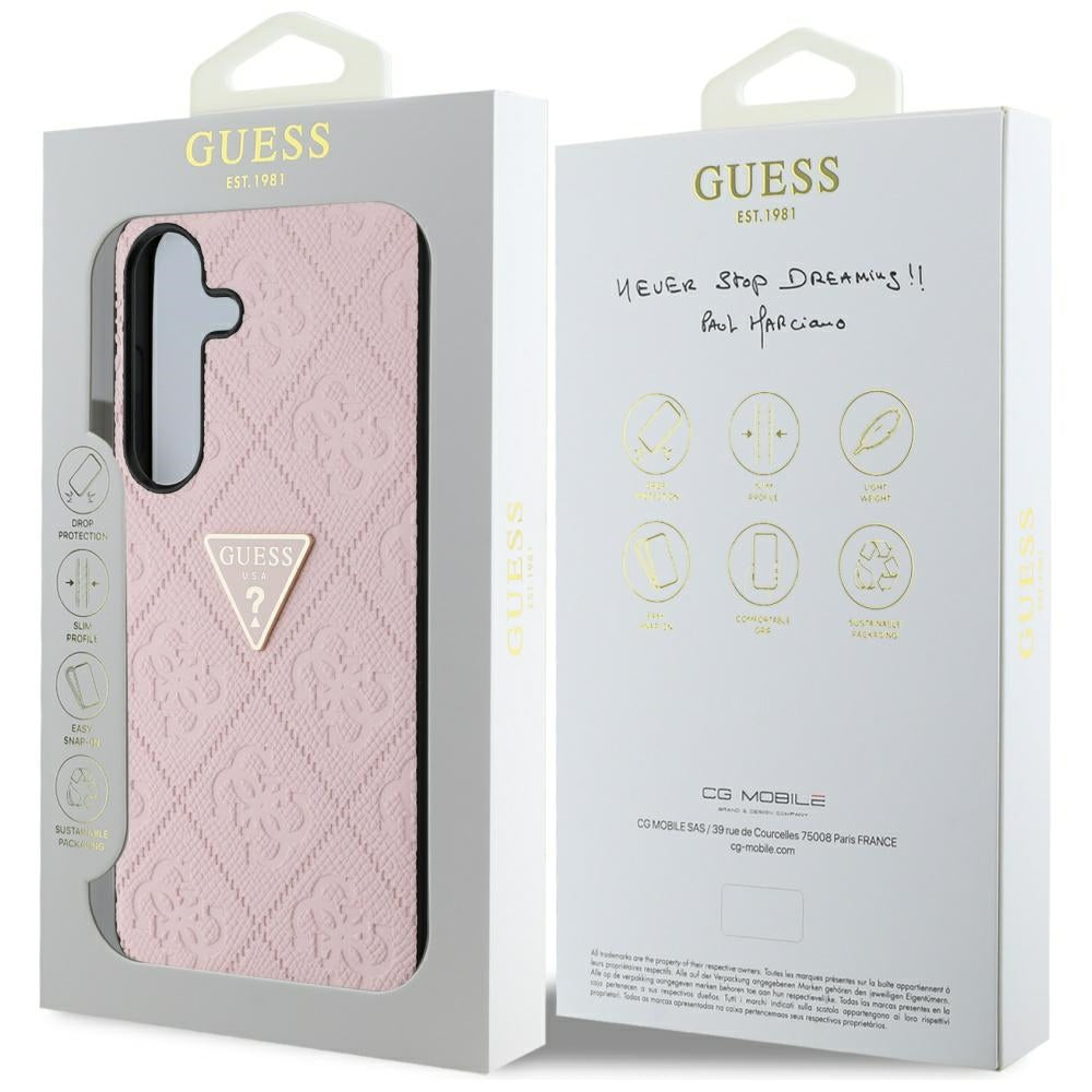 Θήκη για Samsung Galaxy S25 S931, Guess, Grained Hot Stamp 4G Triangle, Ροζ