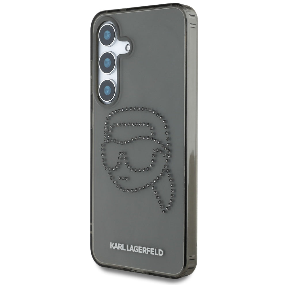 Case for Samsung Galaxy S25 S931, Karl Lagerfeld, IML Rhinestones Karl's Head, Black