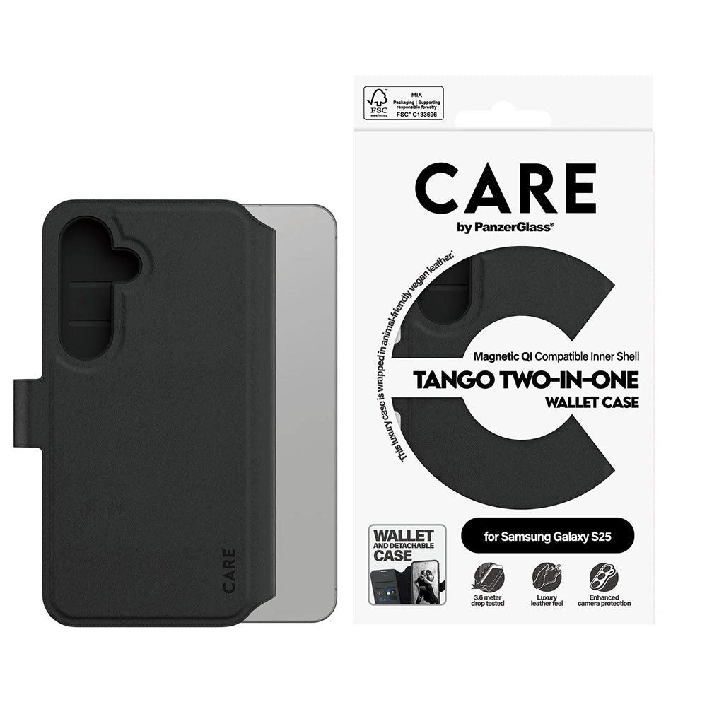 Θήκη για Samsung Galaxy S25 S931, PanzerGlass, Care Feature Tango Two-in-One, Μαύρη