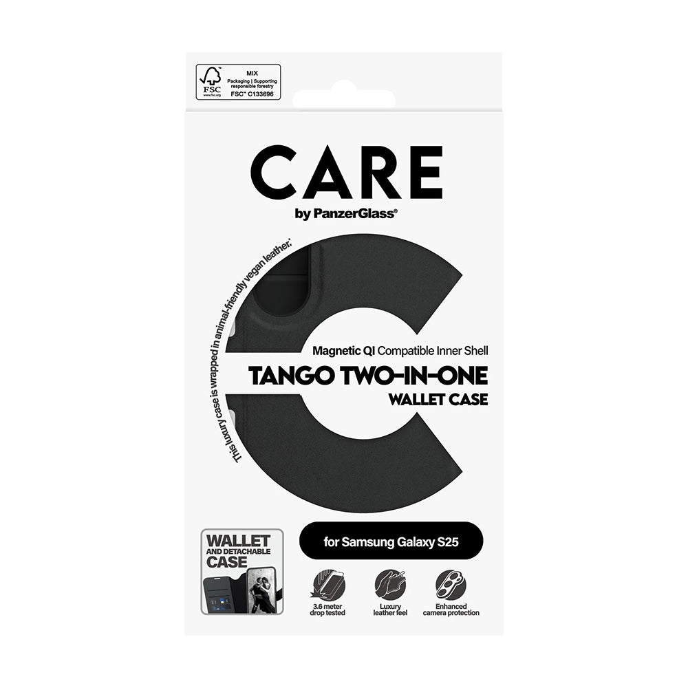 Θήκη για Samsung Galaxy S25 S931, PanzerGlass, Care Feature Tango Two-in-One, Μαύρη