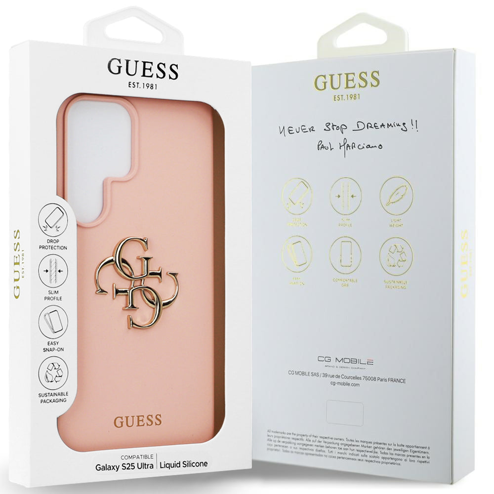 Θήκη για Samsung Galaxy S25 Ultra S938, Guess, 4G Grained Big and Classic Logo, Ροζ