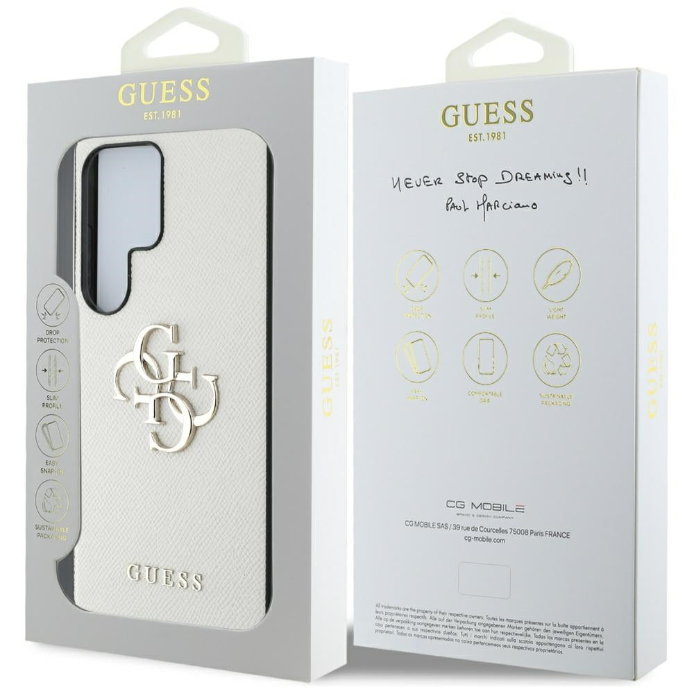 Θήκη για Samsung Galaxy S25 Ultra S938, Guess, 4G Grained Big and Classic Logo, Μπεζ