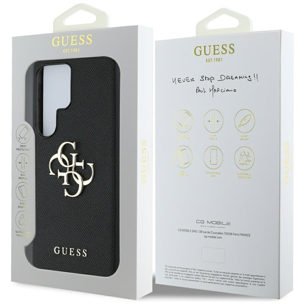 Θήκη για Samsung Galaxy S25 Ultra S938, Guess, 4G Grained Big and Classic Logo, Μαύρη