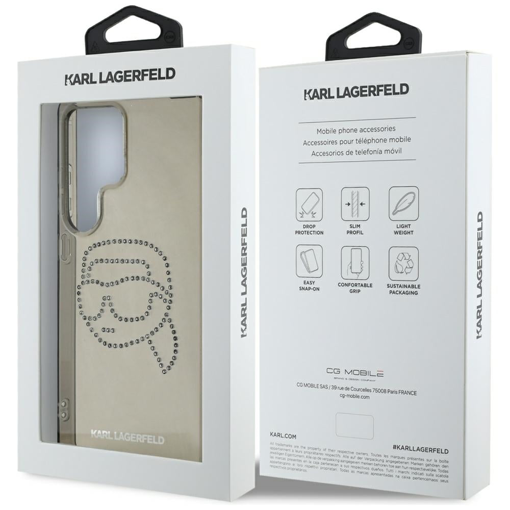 Θήκη για Samsung Galaxy S25 Ultra S938, Karl Lagerfeld, IML Rhinestones Karl's Head, Μαύρη