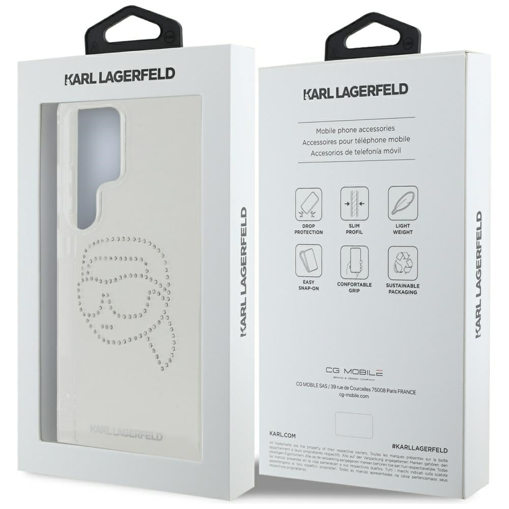 Θήκη για Samsung Galaxy S25 Ultra S938, Karl Lagerfeld, IML Rhinestones Karl's Head, Διάφανη
