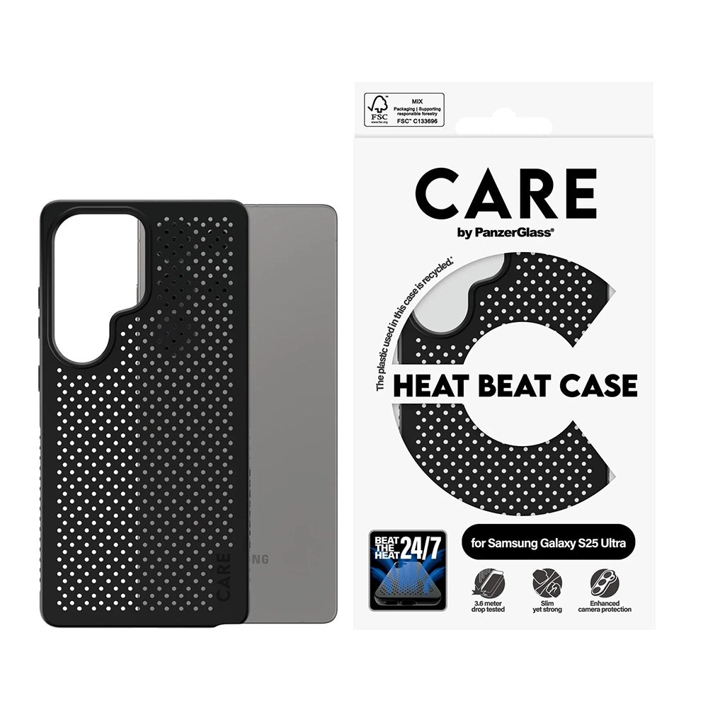 Θήκη για Samsung Galaxy S25 Ultra S938, PanzerGlass, Care Feature Heat Beat, Μαύρη