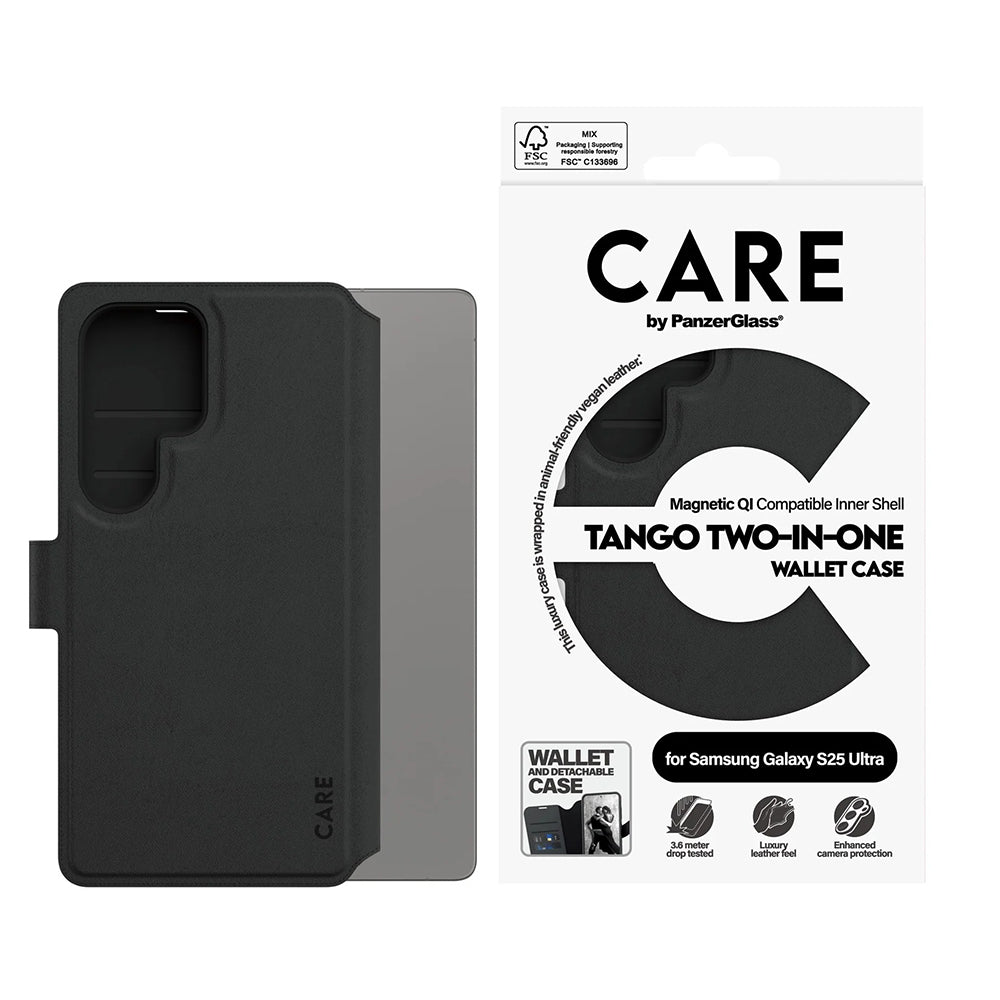 Θήκη για Samsung Galaxy S25 Ultra S938, PanzerGlass, Care Feature Tango Two-in-One, Μαύρη