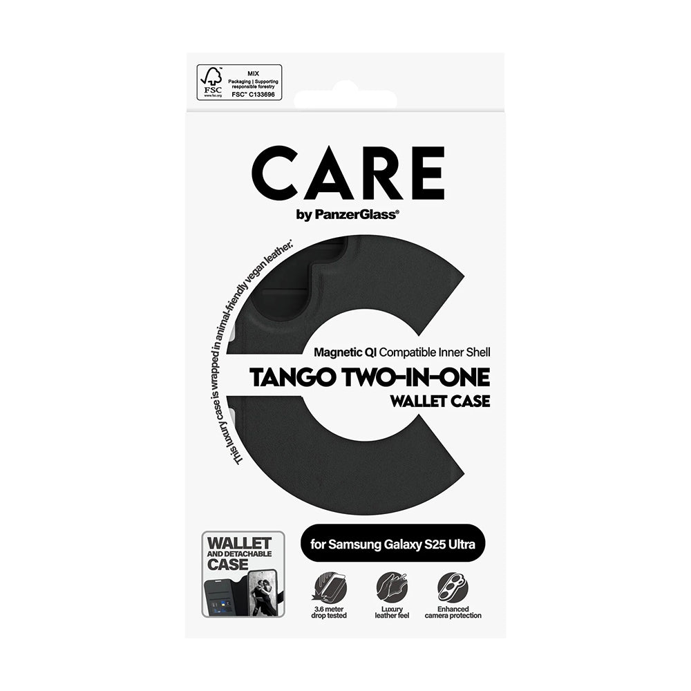 Θήκη για Samsung Galaxy S25 Ultra S938, PanzerGlass, Care Feature Tango Two-in-One, Μαύρη