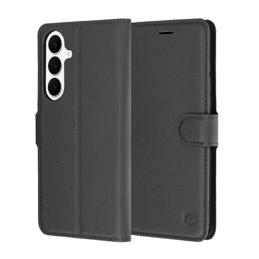 Θήκη για Samsung Galaxy S26 FE / S25 FE, Techsuit, Δερμάτινο Φύλλο, Μαύρο