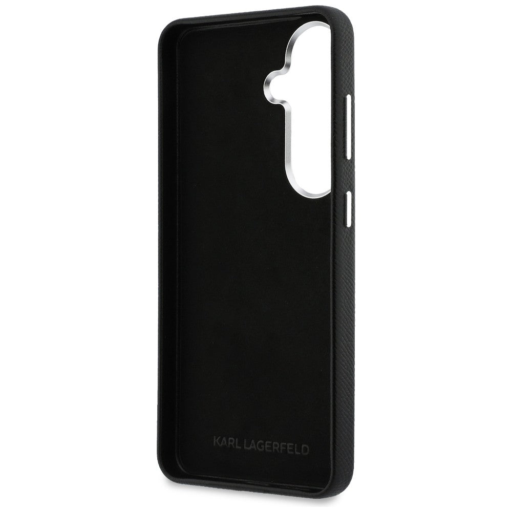 Θήκη για Samsung Galaxy S26 Plus S947, Karl Lagerfeld, Saffiano Karl & Choupette's Head Pin, Μαύρη