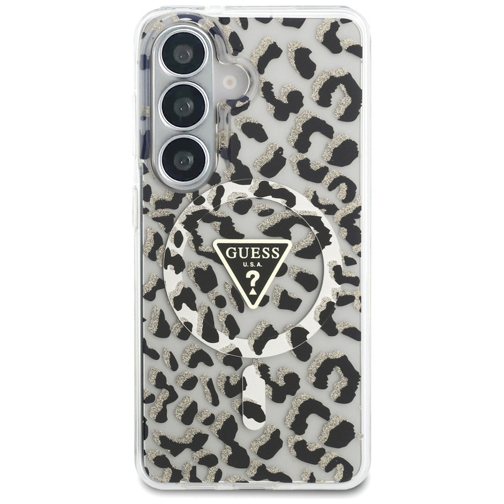 Θήκη MagSafe για Samsung Galaxy S26 S942, Guess, IML Leopard Pattern, Μαύρη