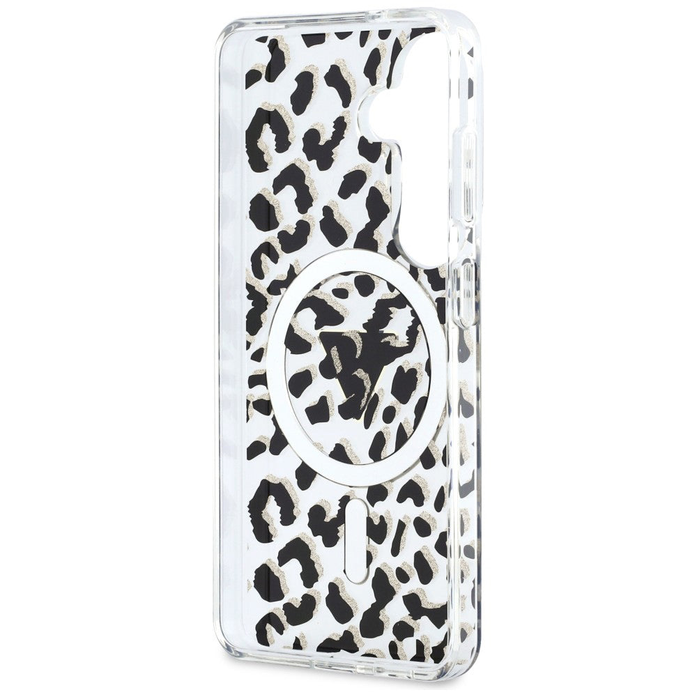 Θήκη MagSafe για Samsung Galaxy S26 S942, Guess, IML Leopard Pattern, Μαύρη