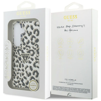 Θήκη MagSafe για Samsung Galaxy S26 S942, Guess, IML Leopard Pattern, Μαύρη