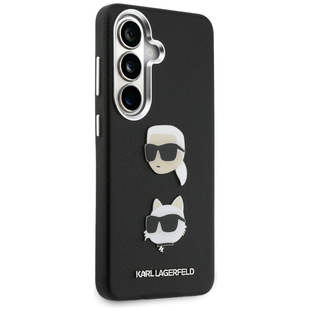 Θήκη για Samsung Galaxy S26 S942, Karl Lagerfeld, Saffiano Karl & Choupette's Head Pin, Μαύρη