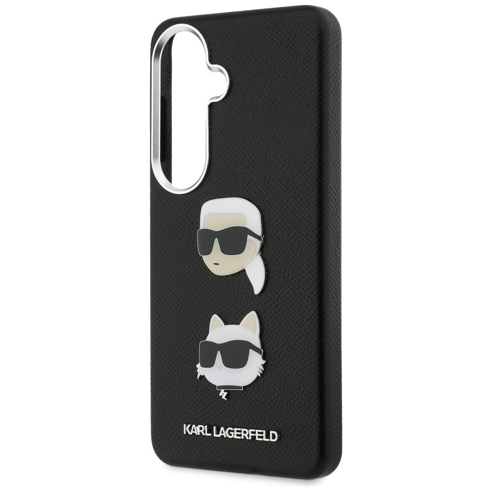Θήκη για Samsung Galaxy S26 S942, Karl Lagerfeld, Saffiano Karl & Choupette's Head Pin, Μαύρη