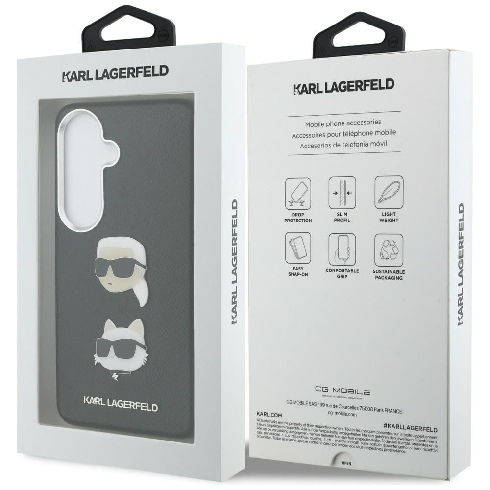 Θήκη για Samsung Galaxy S26 S942, Karl Lagerfeld, Saffiano Karl & Choupette's Head Pin, Μαύρη