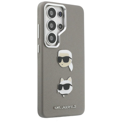 Θήκη για Samsung Galaxy S26 Ultra S948, Karl Lagerfeld, Saffiano Karl & Choupette's Head Pin, Γκρι