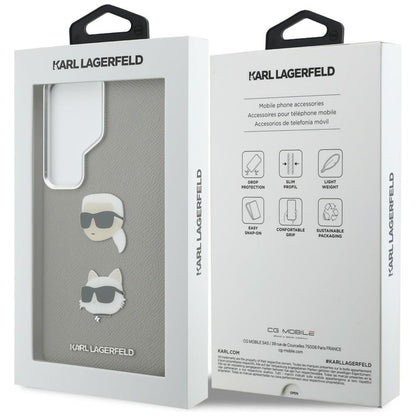 Θήκη για Samsung Galaxy S26 Ultra S948, Karl Lagerfeld, Saffiano Karl & Choupette's Head Pin, Γκρι