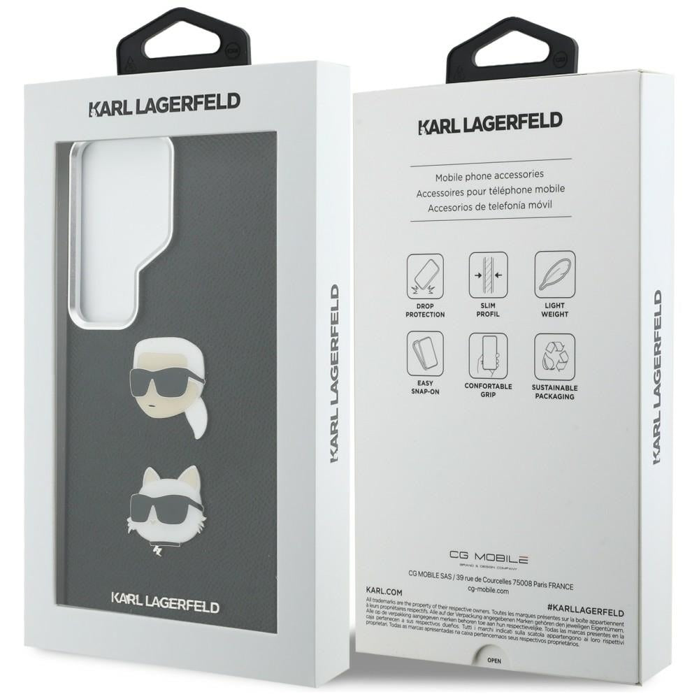 Case for Samsung Galaxy S26 Ultra S948, Karl Lagerfeld, Saffiano Karl & Choupette's Head Pin, Black