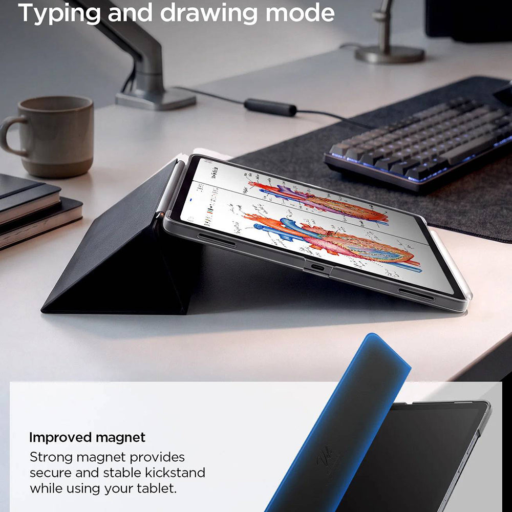 Θήκη για Samsung Galaxy Tab S12 Plus, Spigen, Liquid Air Folio, Μαύρη ACS11828
