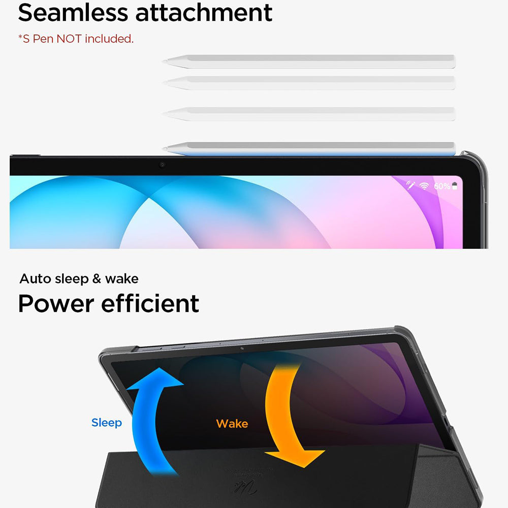 Θήκη για Samsung Galaxy Tab S12 Plus, Spigen, Liquid Air Folio, Μαύρη ACS11828