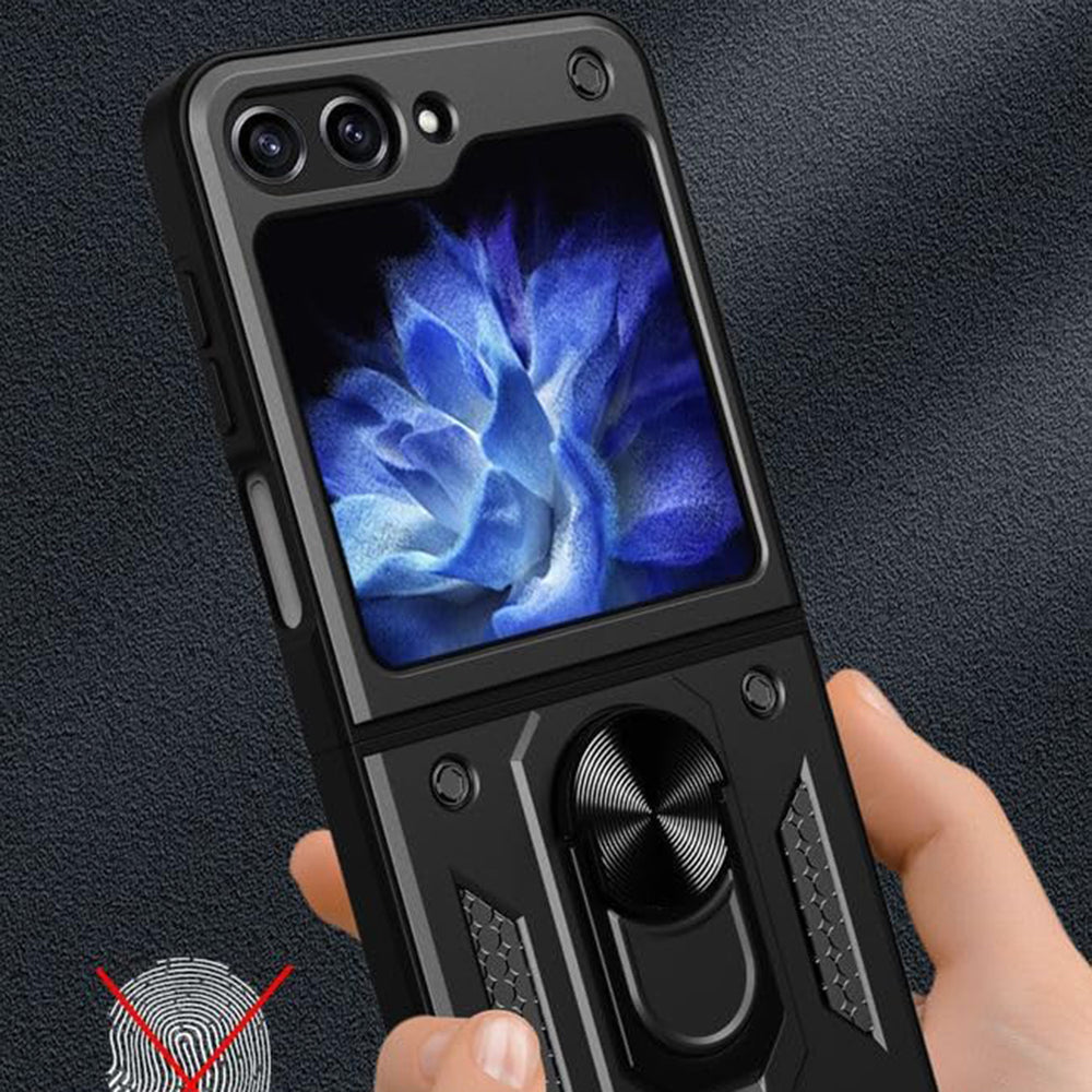 Θήκη για Samsung Galaxy Z Flip7 FE F761 / Z Flip6 F741, Techsuit, CamShield, Μαύρο