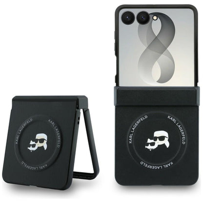 Case for Samsung Galaxy Z Flip8 F776, Karl Lagerfeld, Karl & Choupette Head Pin, Black