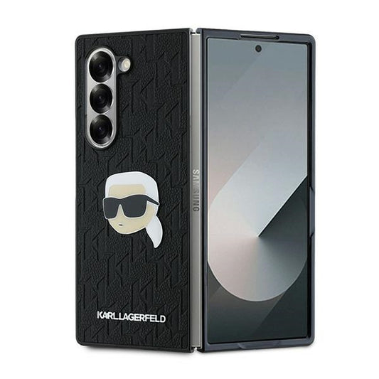 Θήκη για Samsung Galaxy Z Fold6 F956, Karl Lagerfeld, Saffiano Monogram Karl's Head Metal, Μαύρη