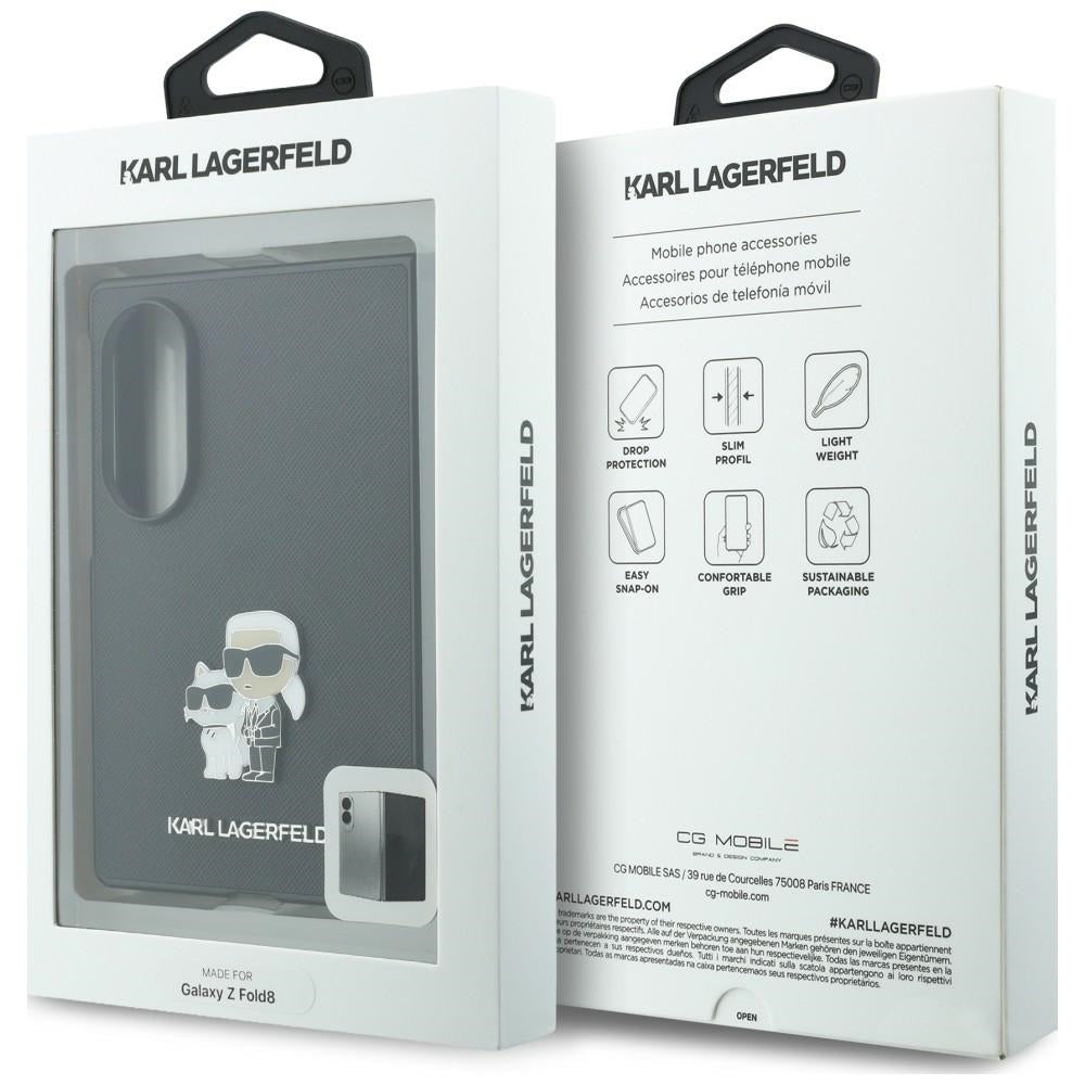 Θήκη για Samsung Galaxy Z Fold8 F971, Karl Lagerfeld, Saffiano Karl & Choupette Μεταλλικό Καρφίτσα, Μαύρο