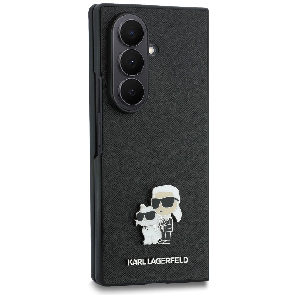 Θήκη για Samsung Galaxy Z Fold8 Ultra F976, Karl Lagerfeld, Saffiano Karl & Choupette Μεταλλικό Καρφίτσα, Μαύρο