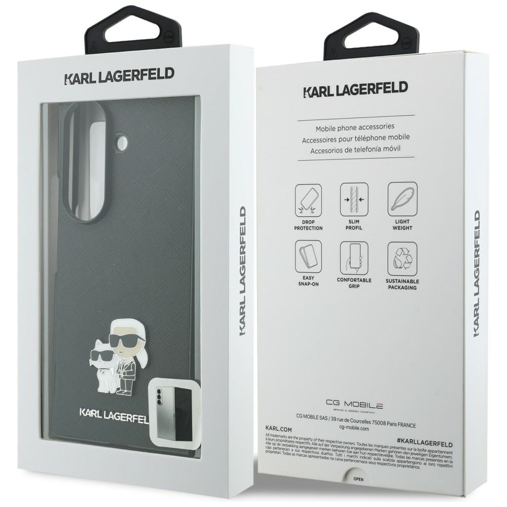 Θήκη για Samsung Galaxy Z Fold8 Ultra F976, Karl Lagerfeld, Saffiano Karl & Choupette Μεταλλικό Καρφίτσα, Μαύρο