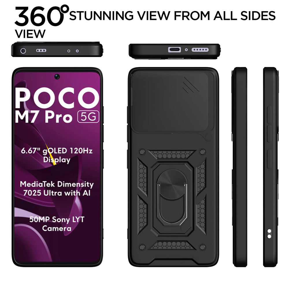 Case for Xiaomi Poco M7 Pro 5G, Techsuit, CamShield, Black