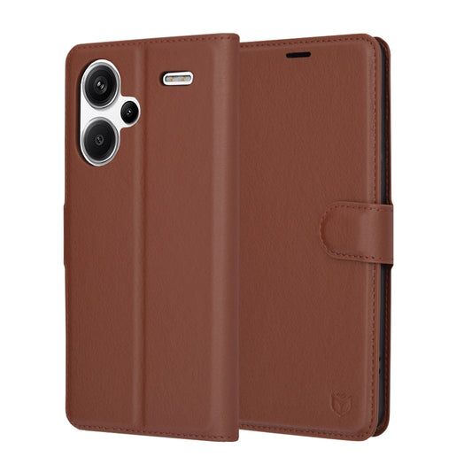 Θήκη για Xiaomi Redmi Note 13 Pro+, Techsuit, Δερμάτινο Φύλλο, Καφέ