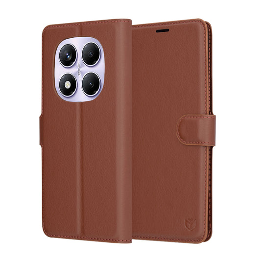 Θήκη για Xiaomi Redmi Note 14 Pro 4G, Techsuit, Δερμάτινο Φύλλο, Καφέ