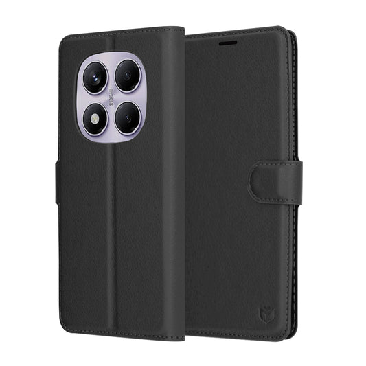 Θήκη για Xiaomi Redmi Note 14 Pro 4G, Techsuit, Δερμάτινο Φύλλο, Μαύρο