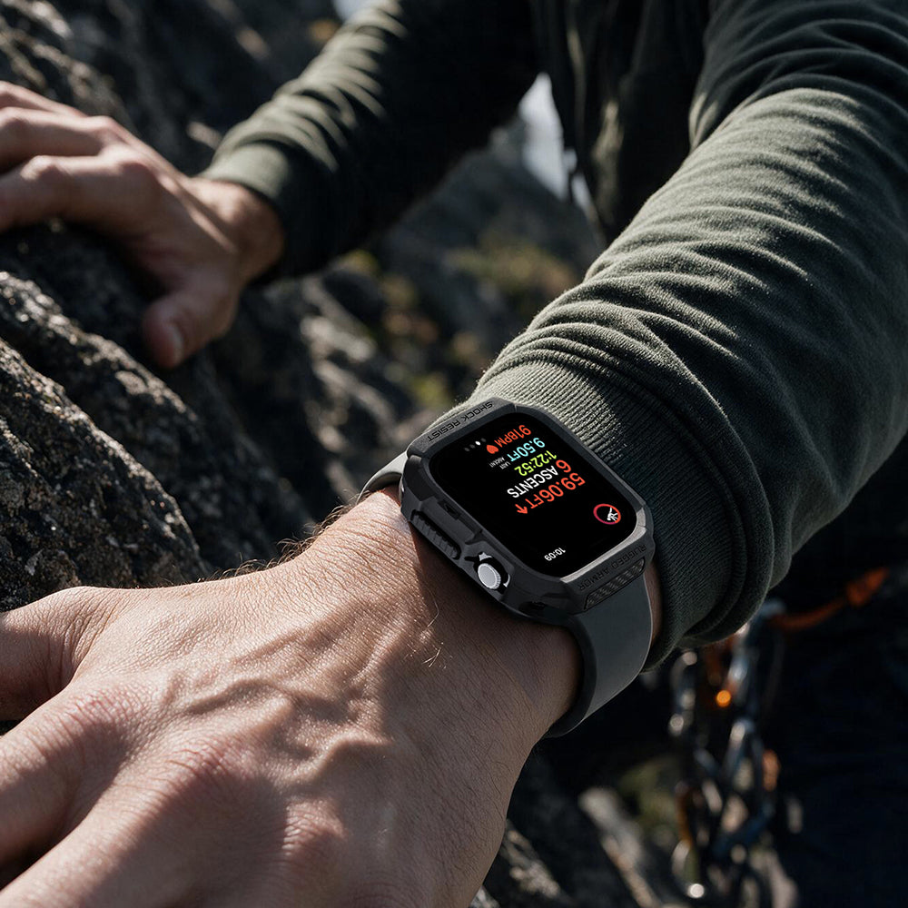 Θήκη Spigen Rugged Armor για Apple Watch Series 12 42mm, Μαύρη Ματ ACS11877