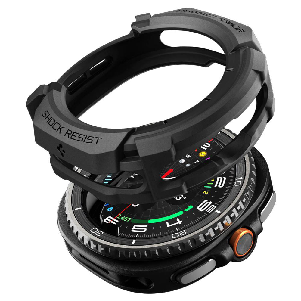 Θήκη Spigen Rugged Armor για Samsung Galaxy Watch8 Classic, Ματ Μαύρη ACS10012