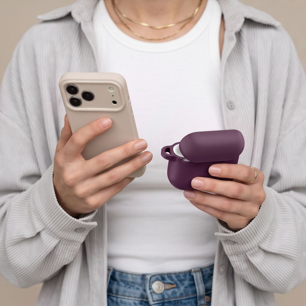 Θήκη Tech-Protect Silicone Hook για Apple AirPods 4 / AirPods 5, Μπορντό